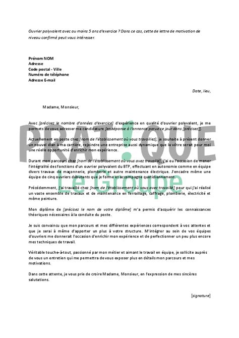 Lettre De Motivation Pour Un Emploi Douvrier Polyvalent Confirmé