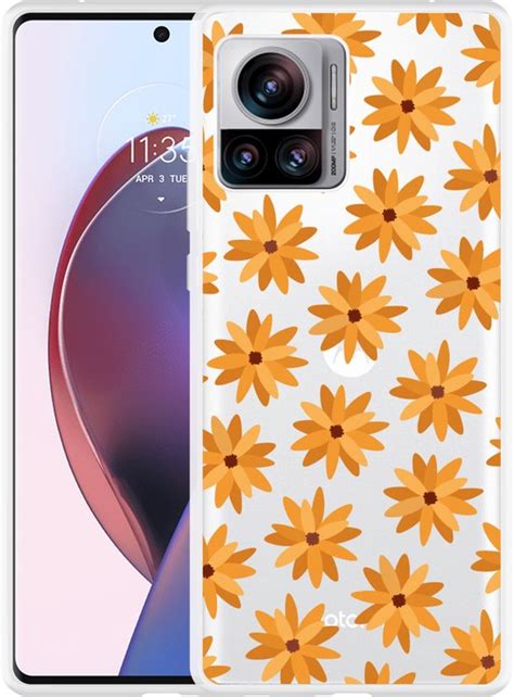 Cazy Hoesje Geschikt Voor Motorola Edge Ultra Oranje Bloemen Bol