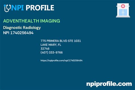 ADVENTHEALTH IMAGING NPI 1740256494 Radiology In Lake Mary FL