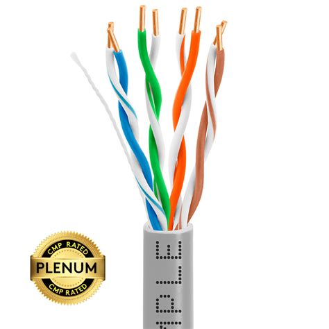 Cat5e Plenum Ethernet Cable Gray | Bare Copper | CMP, UTP, 23AWG