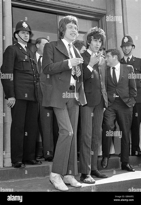 L R The Rolling Stones Mick Jagger And Keith Richard Outside The Chichester Court Where They