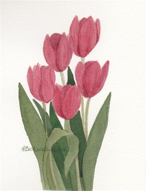 Red Tulips Original Watercolor Painting From My Garden - Etsy