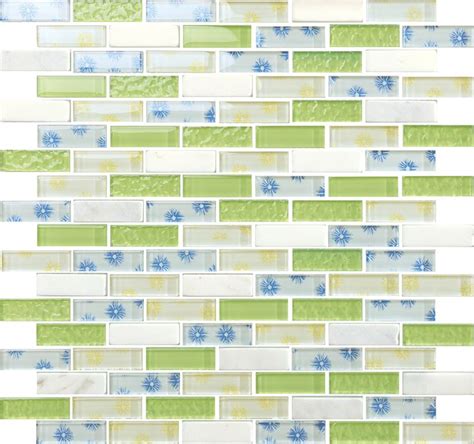 Fresh Green Blue Glass Mosaics Tile Stone Added For Backsplash Bath