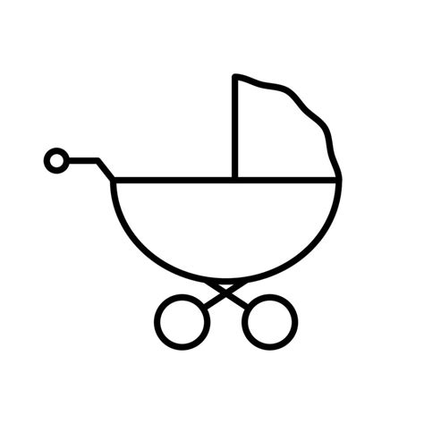 Infant Stroller Outline Pictogram Baby Carriage Black Line Icon Child