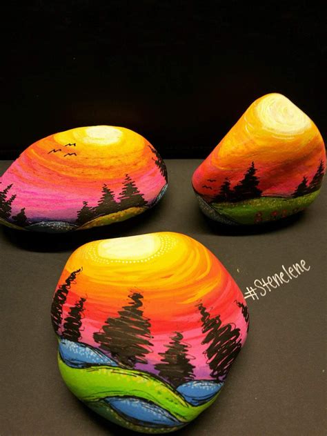 Sunset Or Sun Rise By Lene Mortensen Rock Painting Ideas Easy