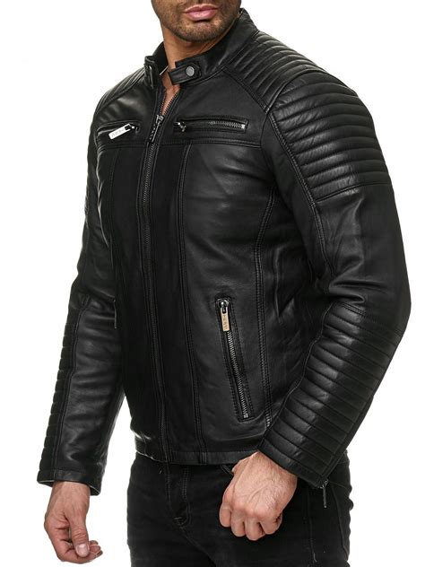 Redbridge Herren Jacke Kunst Lederjacke Schwarz Bikerjacke