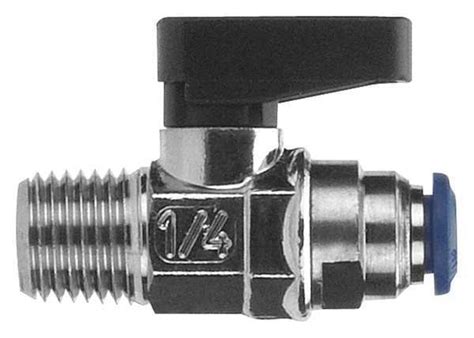 Aignep Usa 1 4 MNPT X Push Nickel Brass Mini Ball Valve Inline 86330