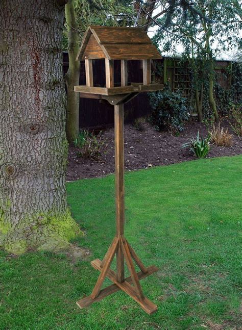 Deluxe Free Standing Wooden Garden Outdoor Bird Feeding Feeder Table