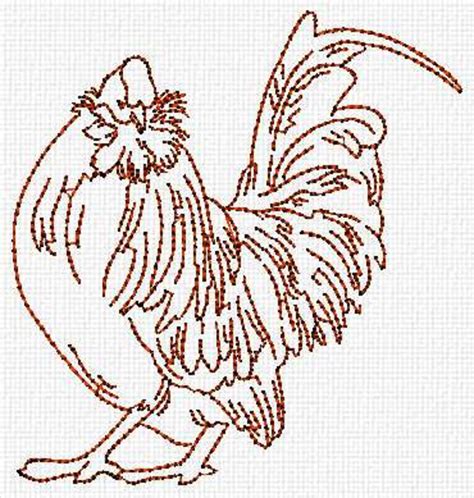 Rooster And Chicken Redwork Machine Embroidery Design Set Etsy