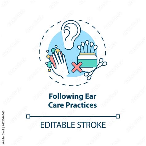 Following ear care practices concept icon. Hearing loss prevention idea ...