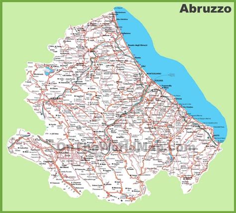 Large Detailed Map Of Abruzzo With Cities And Towns Detailed Map Map