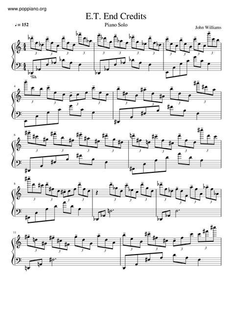 John Williams Et The Extra Terrestrial End Credits Sheet Music Pdf