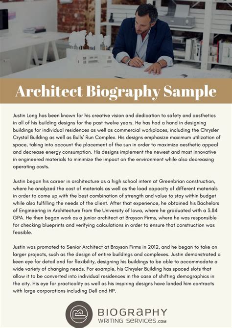 See This Architect Biography Sample And Make Your Writing Better Need