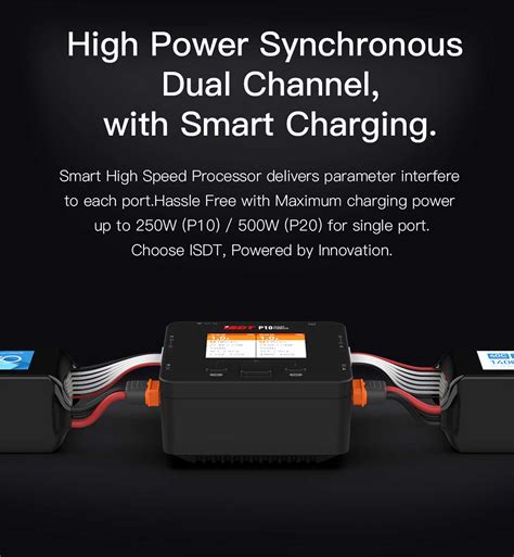 ISDT P10 Dual Smart Charger 1-6A 250W (x2) 10A (2x) 400W/16A parallel ...