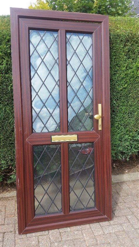 UPVC Double Glazed Front Back Door Woodgrain Rosewood Brown Ref D1