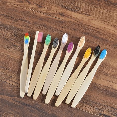 10 Pieces Children Colorful Toothbrush Eco Soft Bristle Bamboo