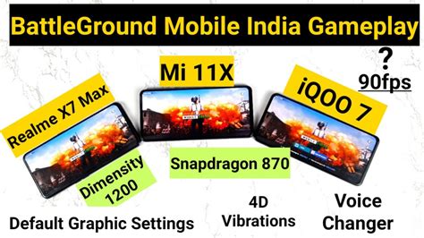 Iqoo 7 Vs Realme X7 Max Vs Mi 11x Bgmi Graphics Features Support Test