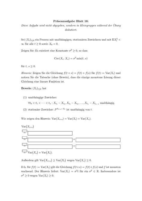 Blatt 10 Präsenzaufgabe Übung zu Stochastik II Pr asenzaufgabe