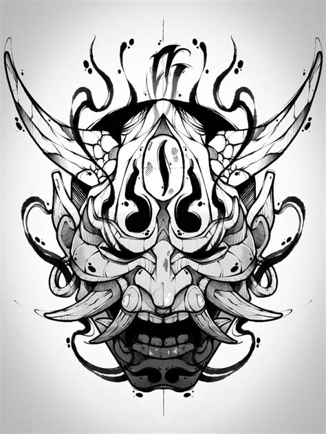 Oni Mask En Disenos De Unas Cuadernos Creativos Dibujos