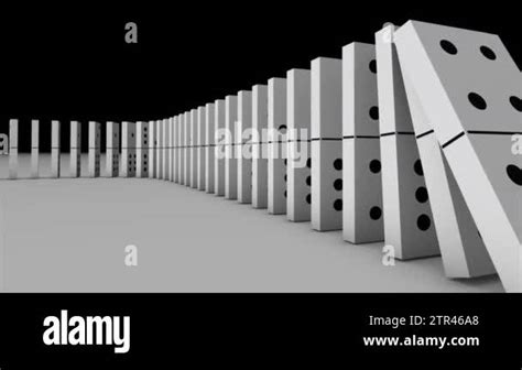 3d Animation Of Dominoes Falling Down And Effect Another One In 4k