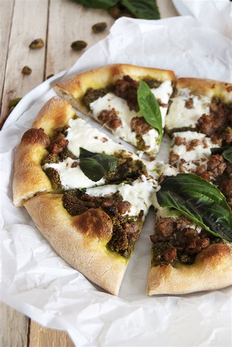 Pistachio Pesto Pizza With Sausage And Burrata The Charming Detroiter