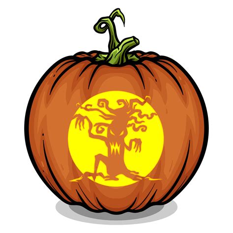 Scary Tree Monster Pumpkin Carving Stencil Pumpkin Hq