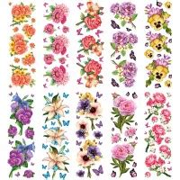 Transparent Stickerbogen Blumen Sträußchen 10cm x 30cm 10 Bogen