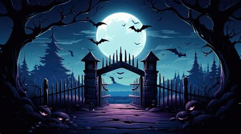 Premium AI Image | a halloween gateway with pumpkins and bats on it ...