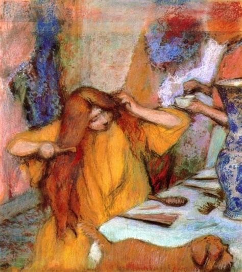 Woman In A Yellow Robe Combing Her Hair Edgar Degas Circa 1894 Mary