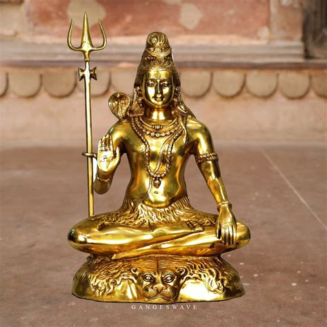 GOLDEN SITTING LORD SHIVA BRASS STATUE Buy Exclusive Brass Statues