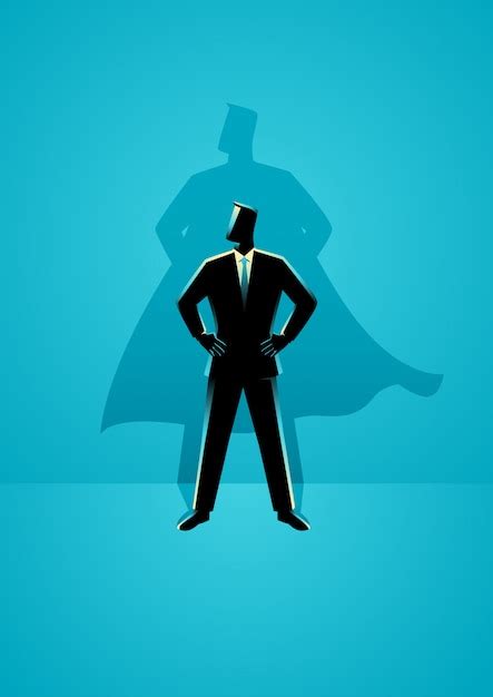 Premium Vector Businessman With Superhero Shadow