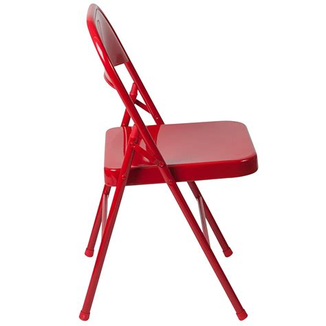 Red Heavy Duty Metal Folding Chair With Gauge Steel Frame