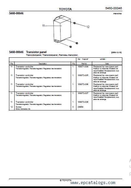 Toyota Powered Pallet Stacker 7SM12F Spare Parts Catalog