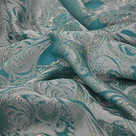 Tissu jacquard de soie métal vert jade Tissus en Ligne