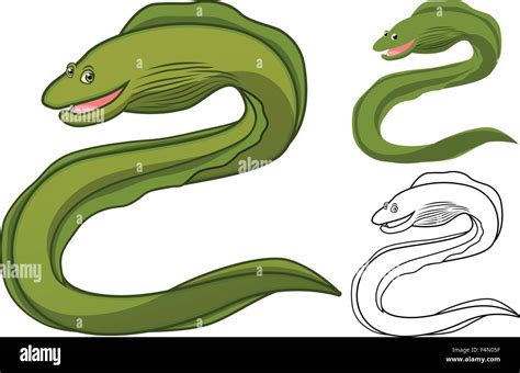 High Quality Moray Eel Cartoon Character Include Flat Design And Line