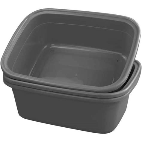 Cuvette Rectangulaire De Lavage Ensemble De 3 Bassine Plastique Gris