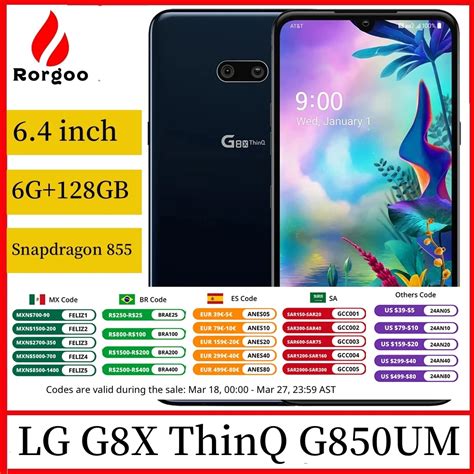 LG Tel Fono Inteligente ThinQ G8X G850UM Desbloqueado 6GB De RAM 128GB