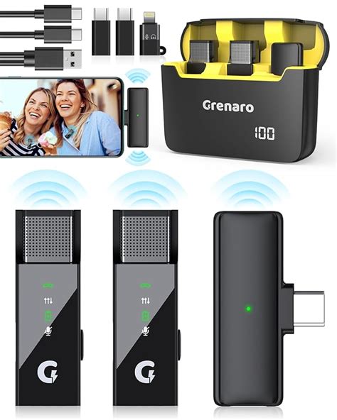 GRENARO Wireless Mic For Youtubers With 30 Hour Charging Case