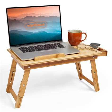 Buy VonHaus Portable Bamboo Laptop Desk Large Folding Bed Table With