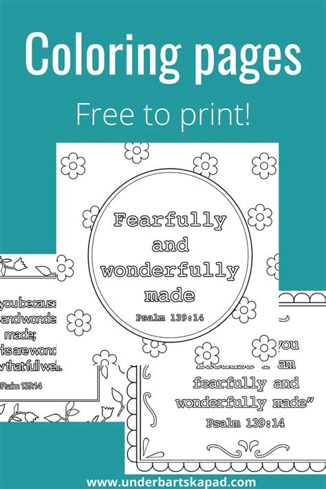 Free Printable Coloring Pages Fearfully And Wonderfully Made Psalm