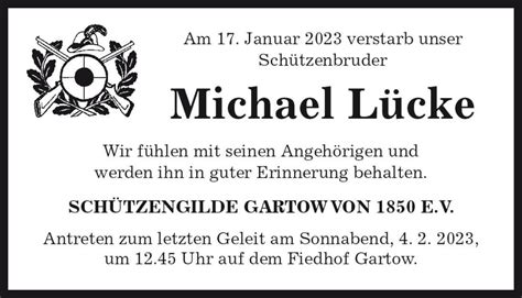 Das Trauerportal für Lüchow Dannenberg Todesanzeigen Michael Lücke