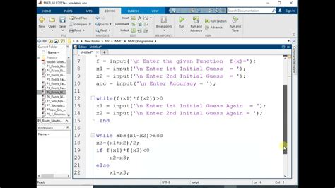 Bisection Method Matlab Program Code Youtube