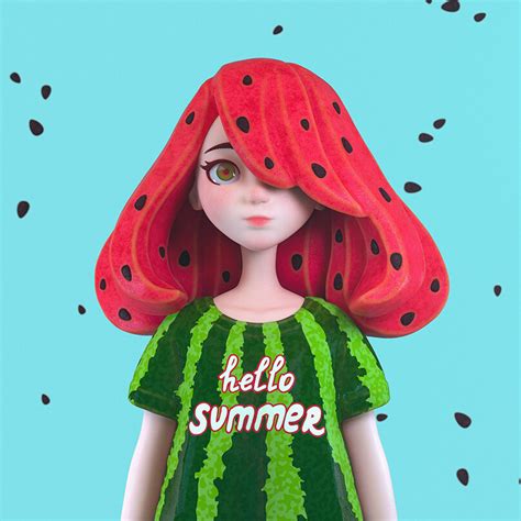 Watermelon Girl Alina3art Watermelon Girl Watermelon Illustration Cute Cartoon Girl