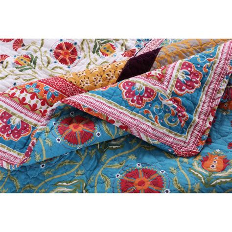 Global Trends Tori Reversible Cotton Quilt Set 3 Piece Fullqueen