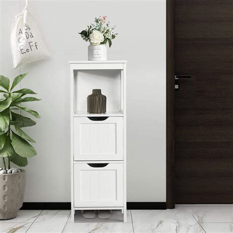 Yaheetech Bathroom Floor Storage Cabinet Slim Storage Unit 2 Drawers 1