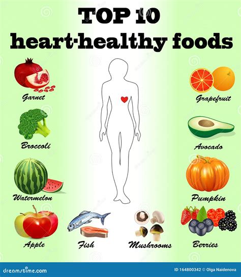 Top Best Food for Heart Health. Vector Infographics on the Theme of ...