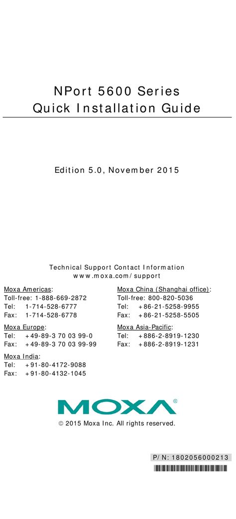 Moxa Technologies Nport Series Quick Installation Manual Pdf