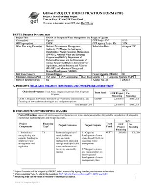 Fillable Online Thegef Gef Project Identification Form Pif Thegef