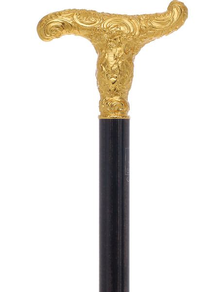 Elegant 14k Gold Plated Antique T Handle Walking Cane