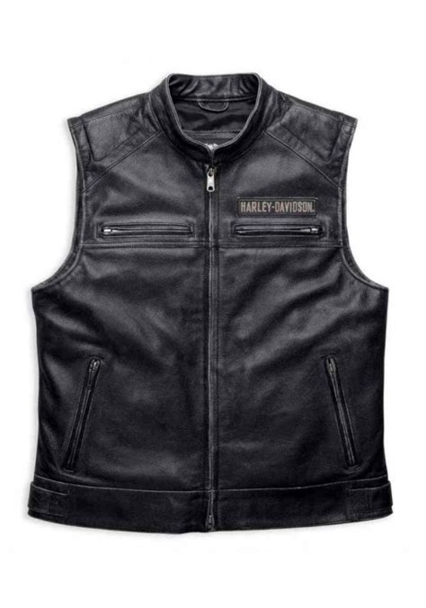 Blouson Harley Davidson Hommes Embroidered Passing Link En Cuir Vest